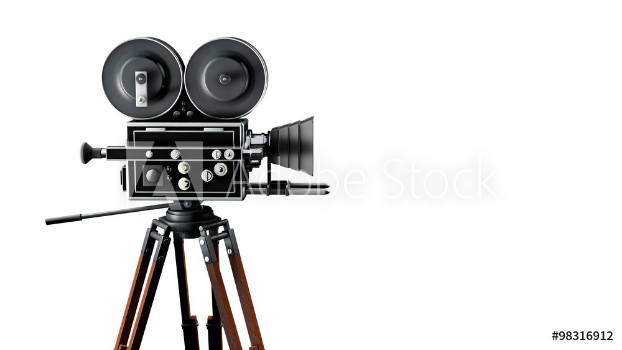 Picture of Vintage movie camera on tripod